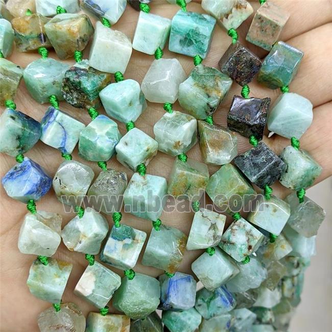 Natural Chrysocolla Cube Beads Corner-Drilled