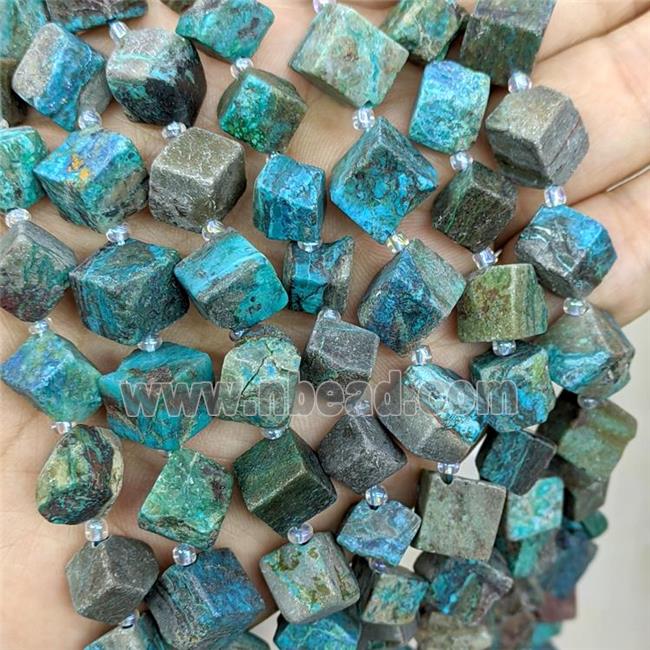 Natural Blue Azurite Cube Beads Corner-Drilled