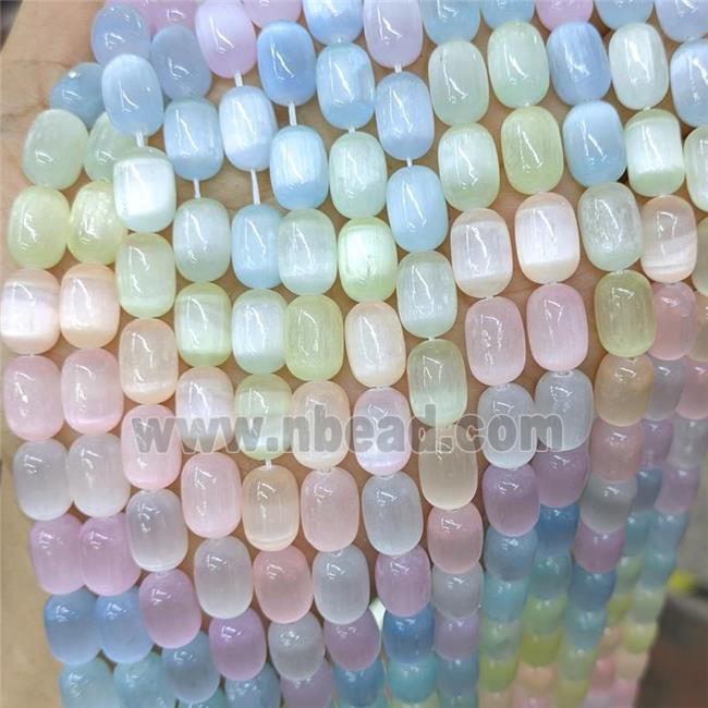 Natural Selenite Beads Mixed Color Dye Barrel