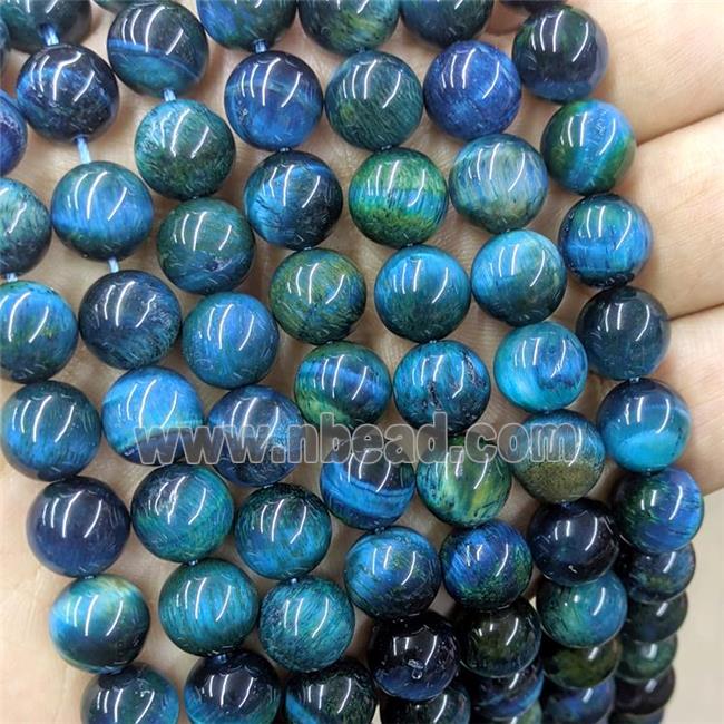 Natural Tiger Eye Stone Beads Blue Dye C-Grade Smooth Round