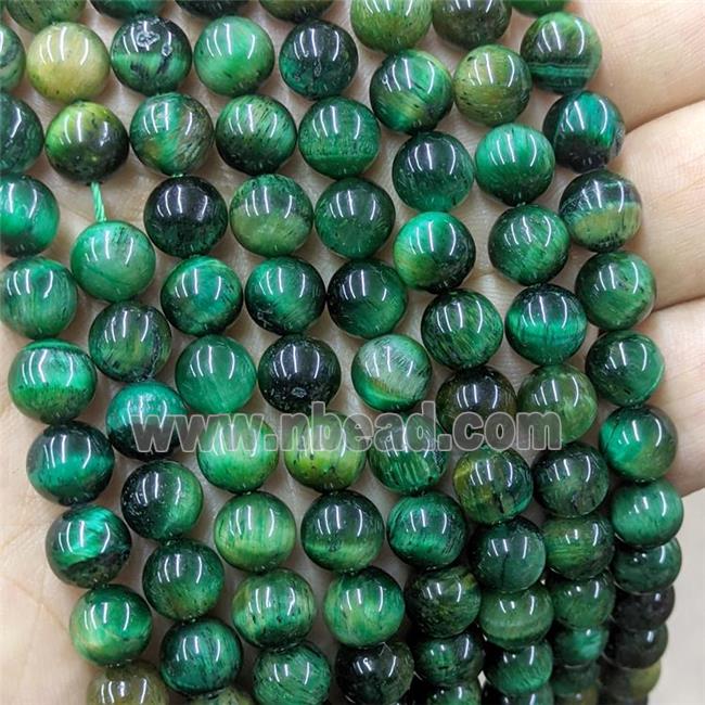 Natural Tiger Eye Stone Beads Green Dye C-Grade Smooth Round