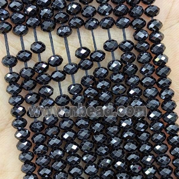 Natural Spinel Beads Black Faceted Rondelle Tiny