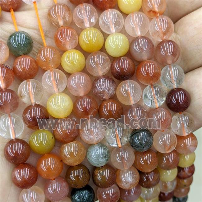 Natural Actinolite Beads Red Smooth Round