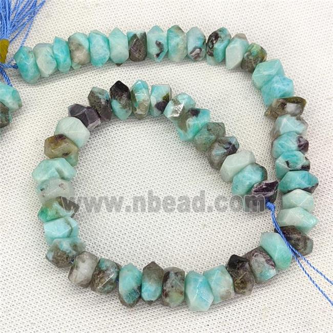 Natural Amazonite Beads Faceted Square Blue
