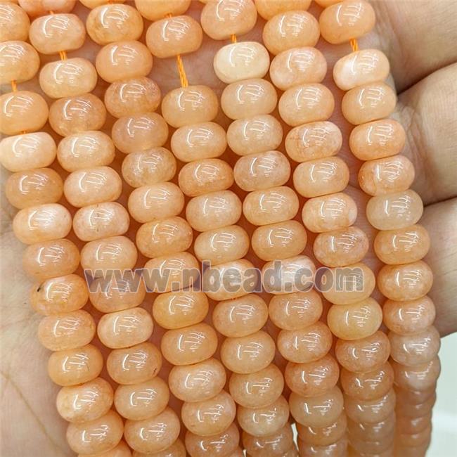 Peach Jade Rondelle Beads Smooth Dye