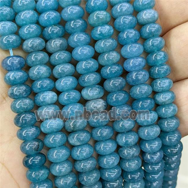 Jade Beads Smooth Rondelle Blue Dye