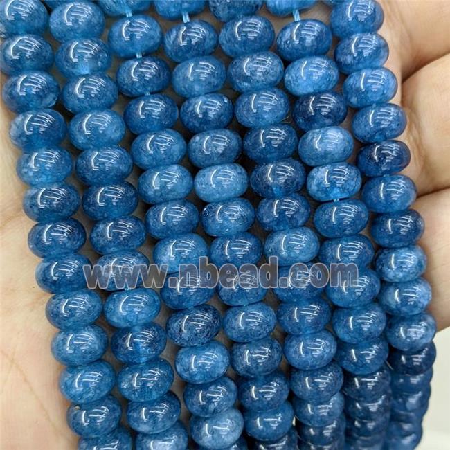 Blue Jade Beads Smooth Rondelle Dye
