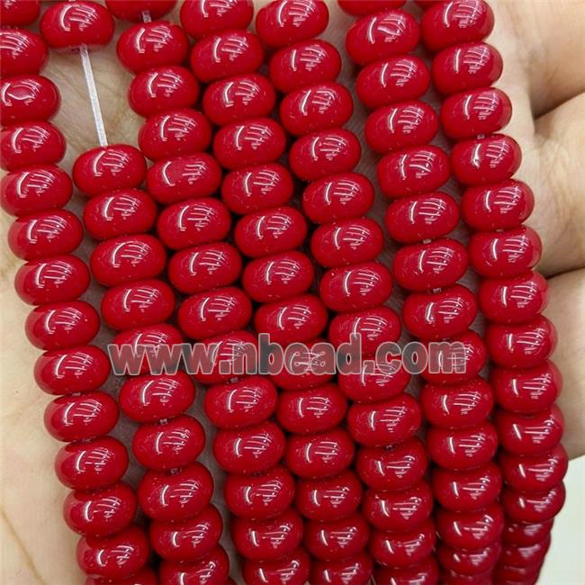 Jade Rondelle Beads Red Dye Smooth Rondelle