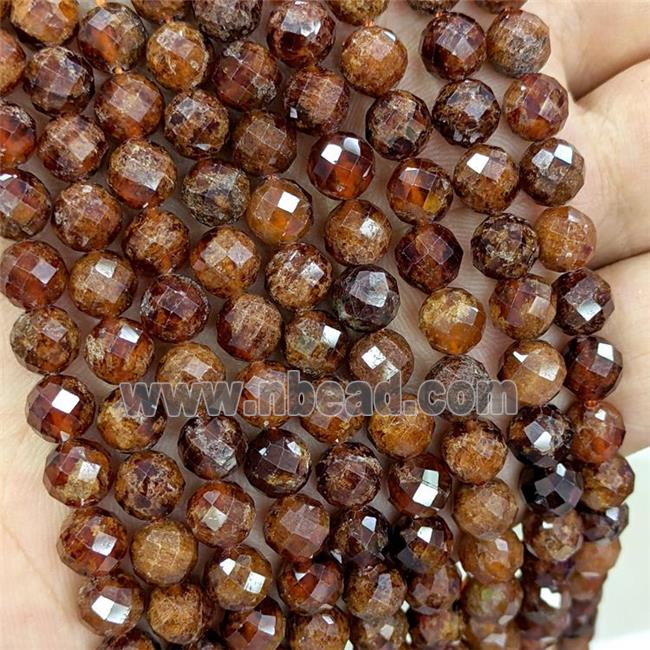 Natural Orange Garnet Beads Faceted Round C-Grade