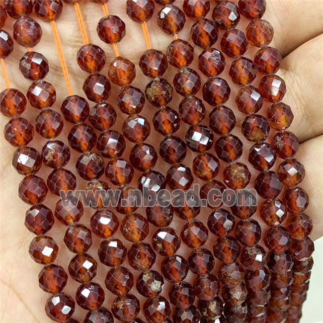 Natural Garnet Beads Orange Faceted Round