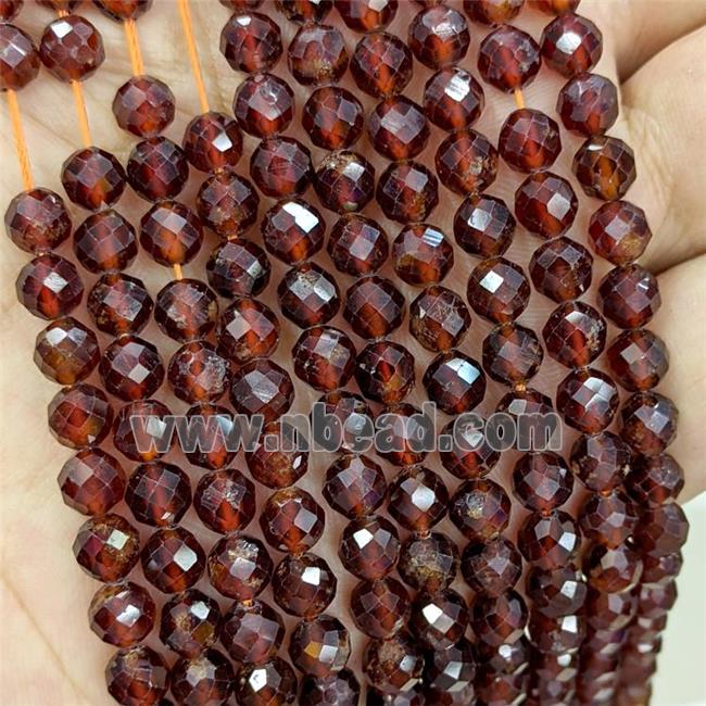 Natural Garnet Beads Red Faceted Round