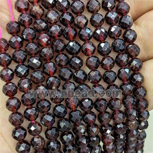 Natural Garnet Beads DarkRed Faceted Round