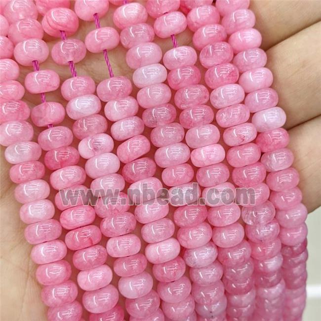 Pink Jade Rondelle Beads Smooth Dye