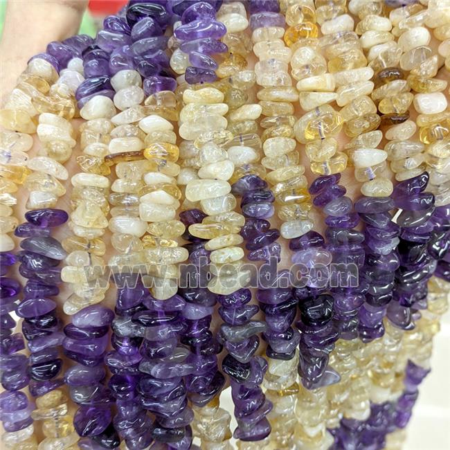 Natural Amethyst And Citrine Chips Beads Freeform