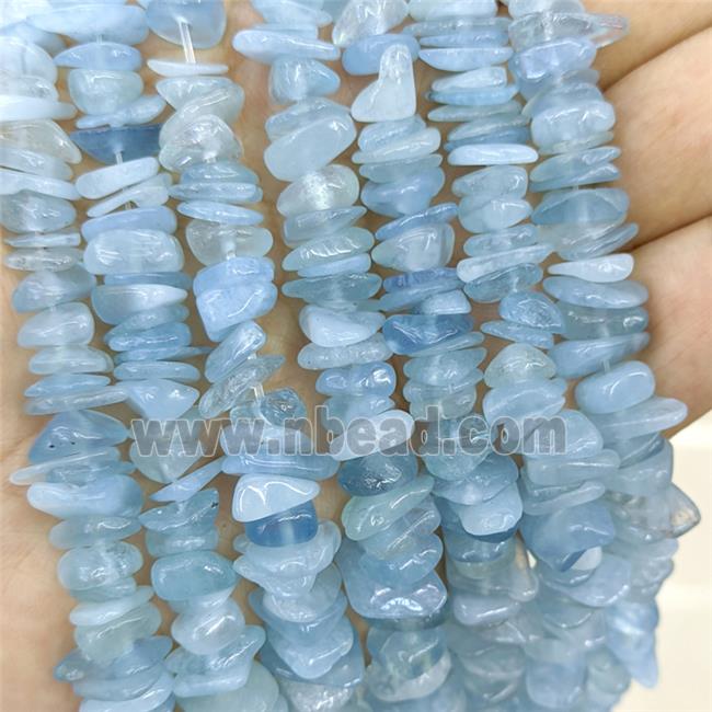 Natural Blue Aquamarine Chips Beads Freeform