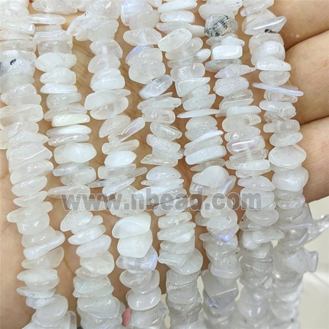 Natural White Moonstone Chips Beads Blue Flash Freeform
