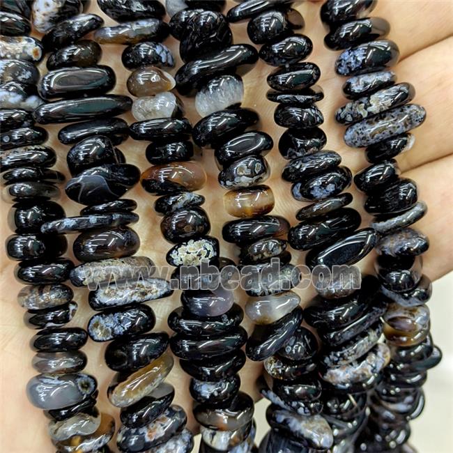 Natural Black Agate Chips Beads Freeform