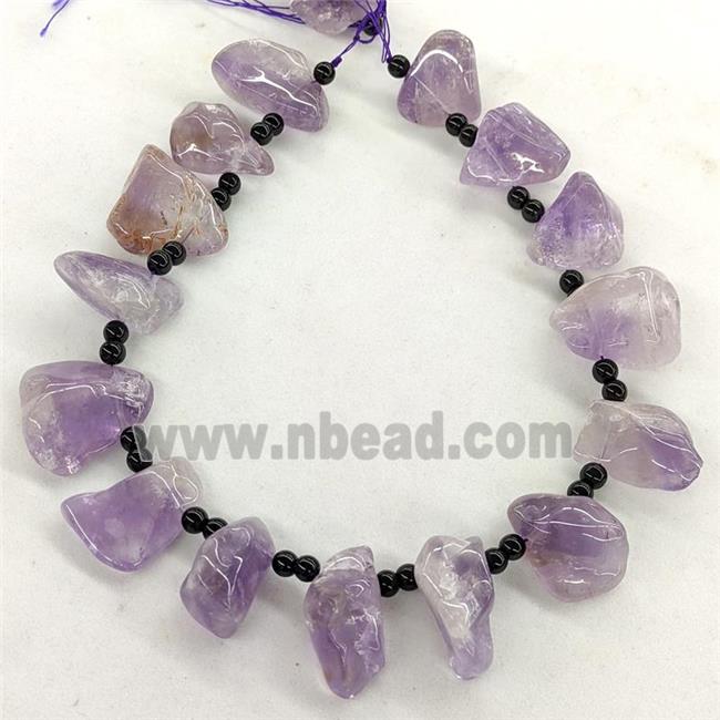 Natural Amethyst Nugget Beads Freeform Topdrilled
