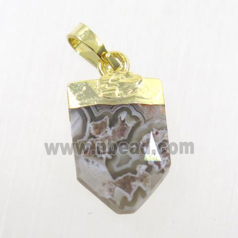 botswana agate arrowhead pendant, gold plated