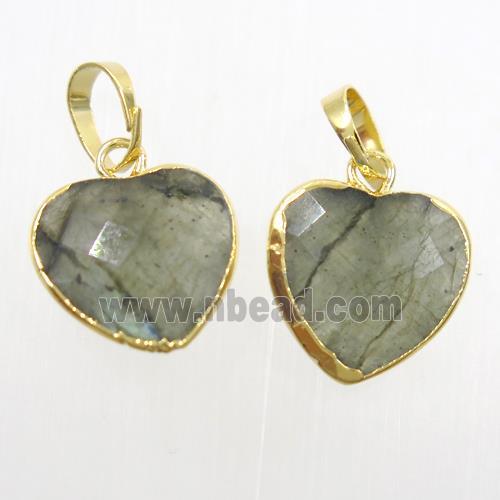 Labradorite heart pendant, gold plated