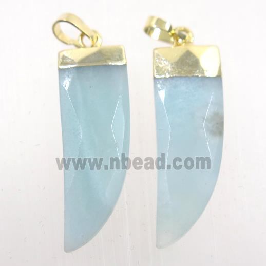 blue Amazonite horn pendant, gold plated