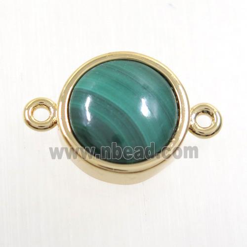 green malachite circle connector, gold plated