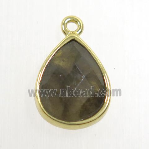 Labradorite pendant, teardrop, gold plated