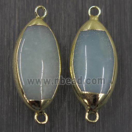 Amazonite connector, green dye, oval, gold plated