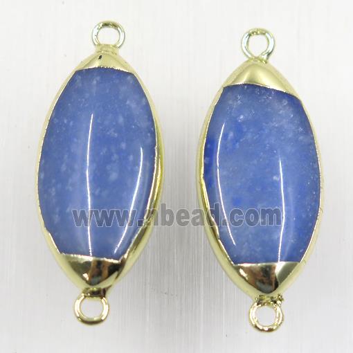 blue Aventurine connector, oval, gold plated