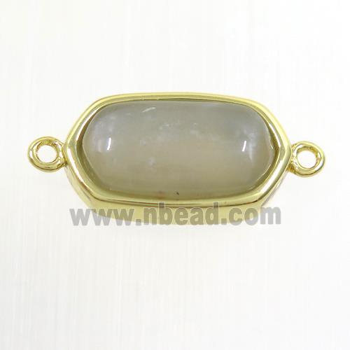 gray MoonStone connector, oval, gold plated