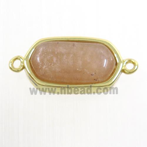 peach MoonStone connector, oval, gold plated