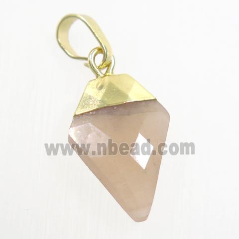 peach MoonStone arrowhead pendant, gold plated