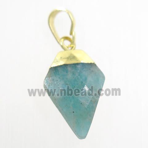 green Amazonite arrowhead pendant, gold plated