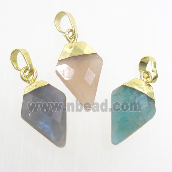 mixed gemstone arrowhead pendant, gold plated