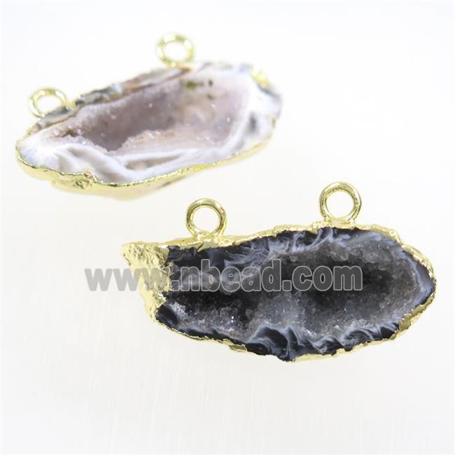 Druzy Agate pendant with 2loops, geode, gold plated