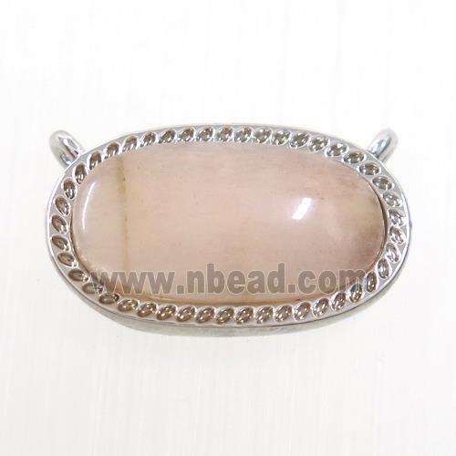 MoonStone oval pendant with 2loops, copper, platinum plated