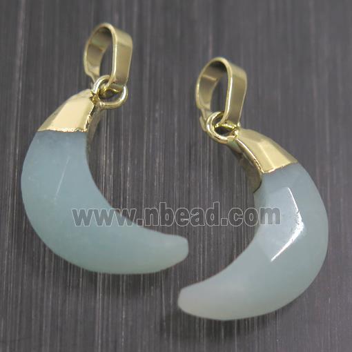 Amazonite crescent pendant, faceted moon, gold plated
