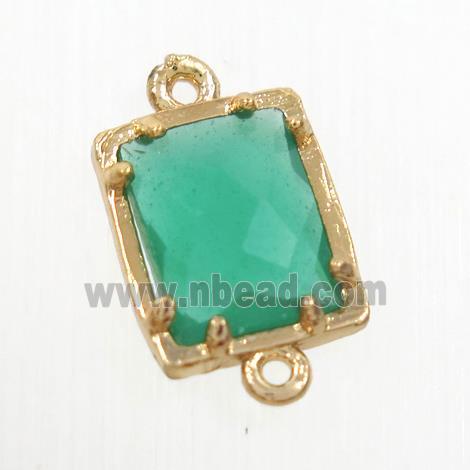 sping green glass connector, rectangle, gold plated