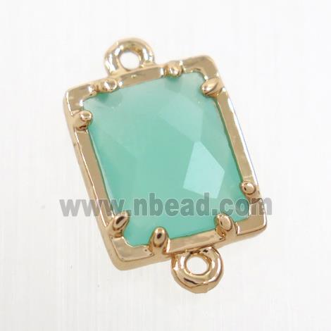 green glass connector, rectangle, gold plated