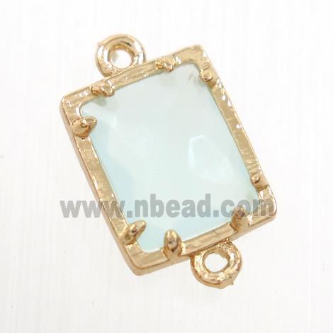 whitegreen glass connector, rectangle, gold plated