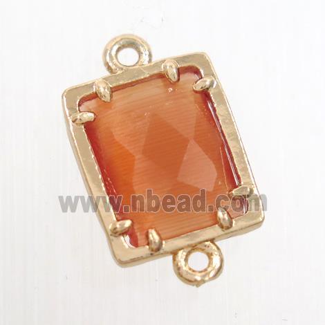 red glass connector, rectangle, gold plated