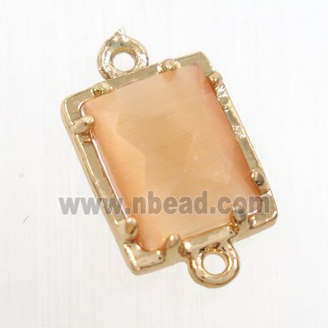 orange glass connector, rectangle, gold plated