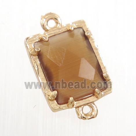 coffee crystal glass connector, rectangle, gold plated