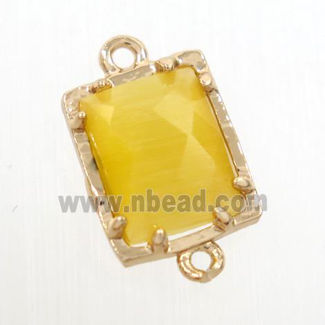 yellow glass connector, rectangle, gold plated