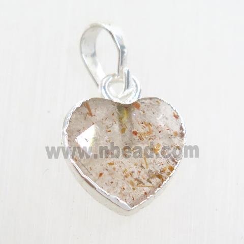 Strawberry Quartz heart pendant, silver pendant