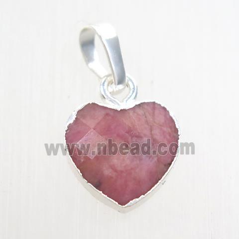 pink Tourmaline heart pendant, silver pendant