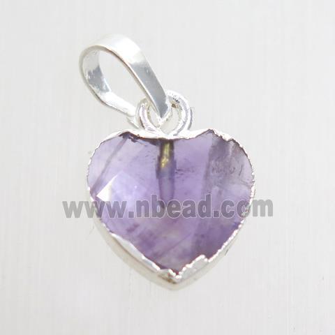 purple Amethyst heart pendant, silver pendant
