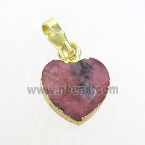 pink Tourmaline heart pendant, gold pendant