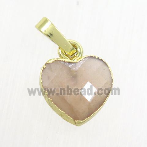 peach MoonStone heart pendant, gold pendant