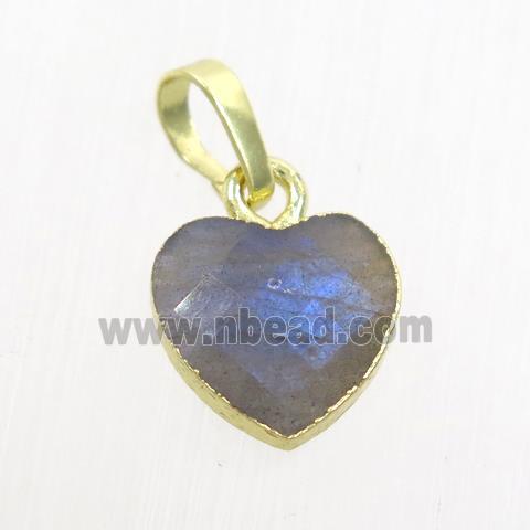 Labradorite heart pendant, gold pendant